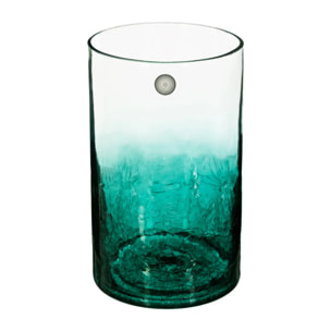 Vase cylindre - verre craquelé - H20 cm