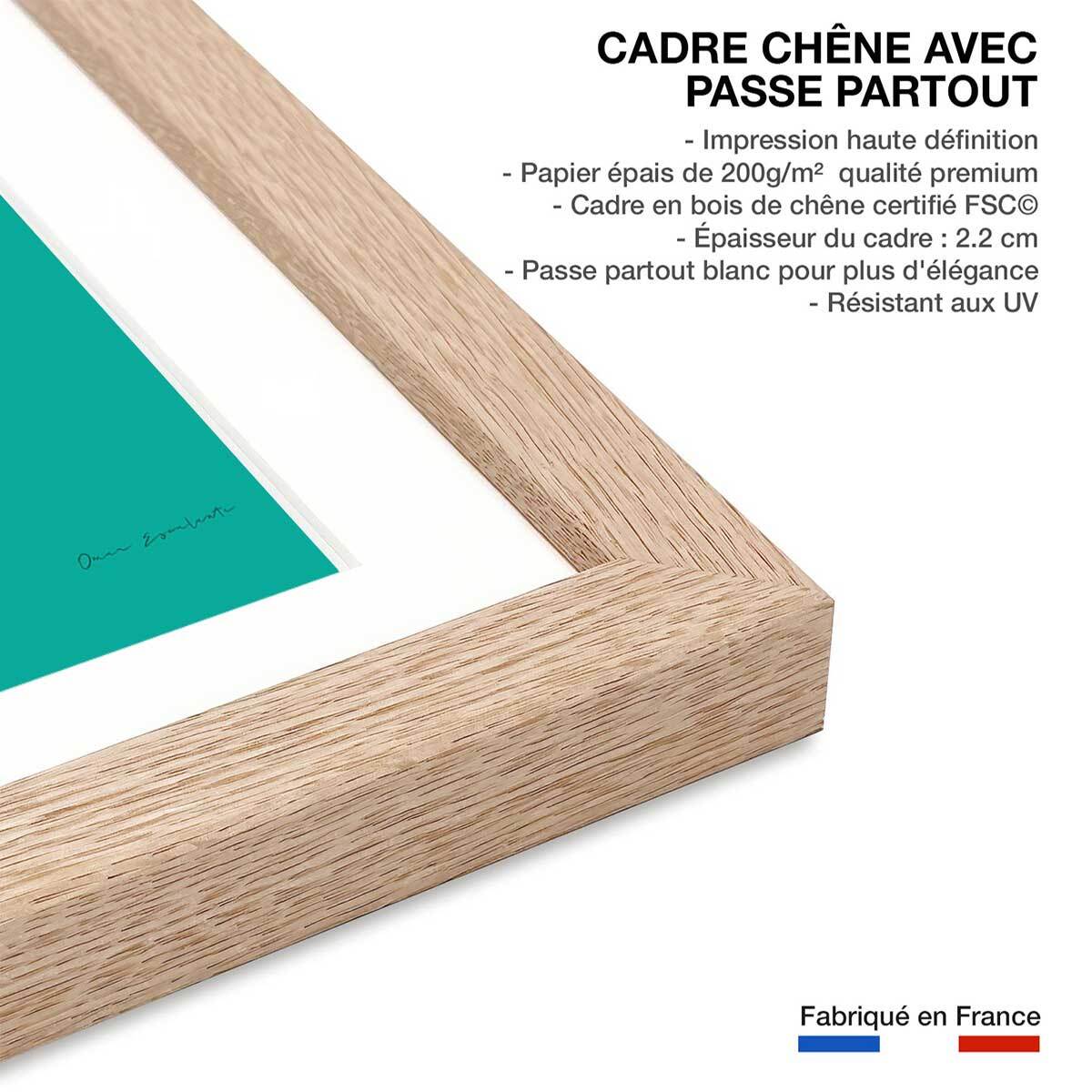 Affiche cuisine Verre de vin à la Française Affiche sous cadre bois