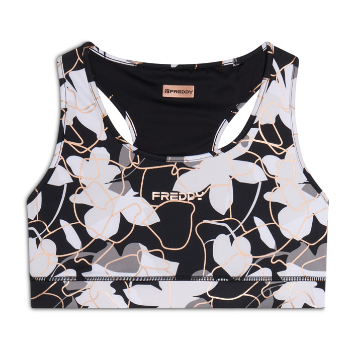 Reggiseno sportivo in tessuto tecnico floreale