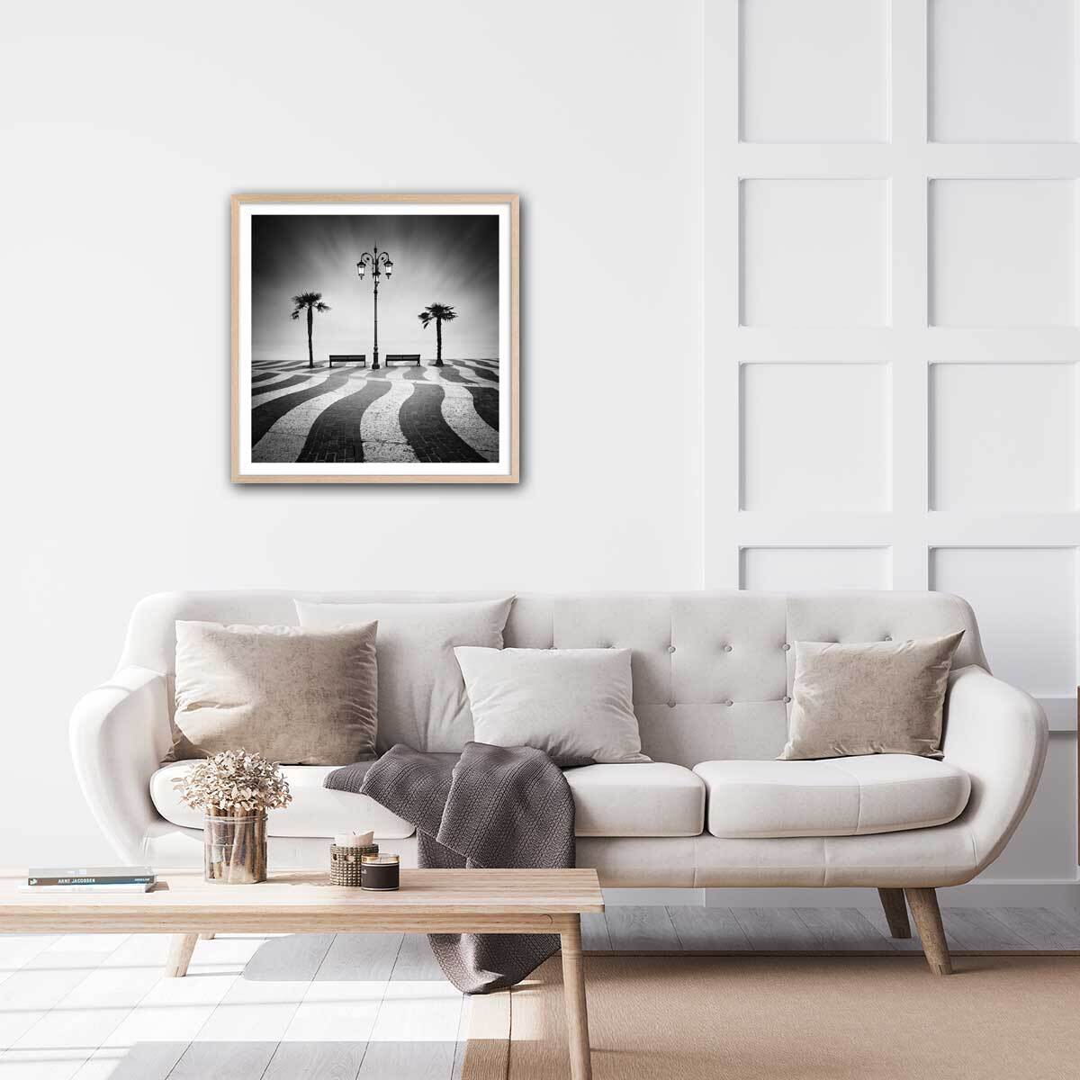 Poster front de mer Affiche + cadre en bois - Chêne