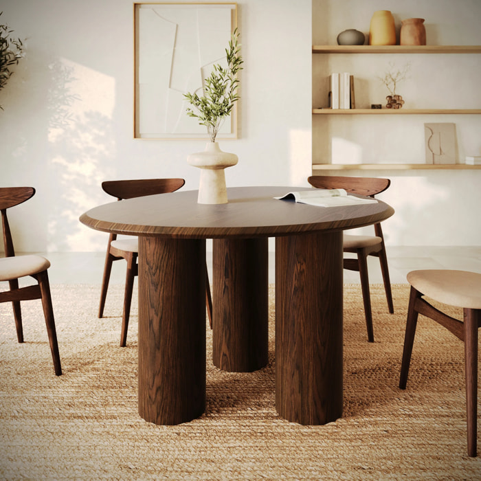 Table organique en placage noyer, 6 personnes - Aya