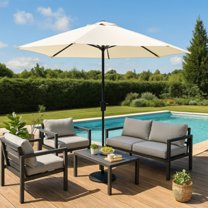 Parasol droit rond led Ø 3 m écru ITALORA