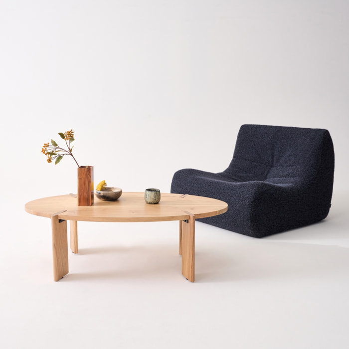 Table basse exotique ovale bois massif REVA