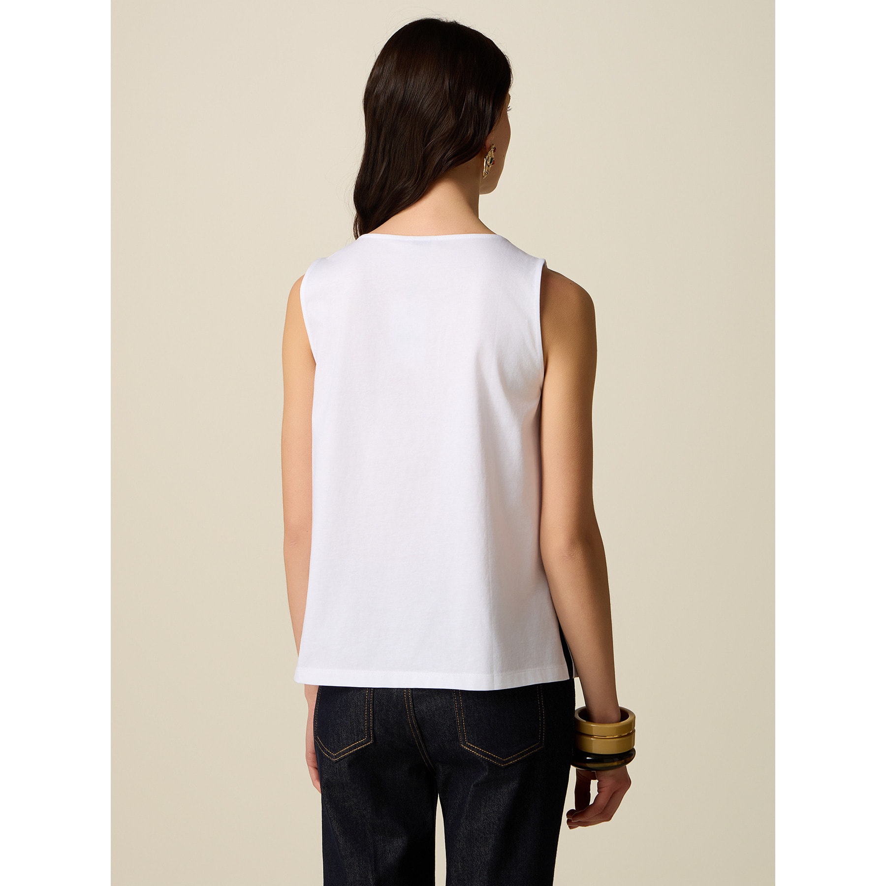 Oltre - Top in cotone con applicazioni floreali - Bianco