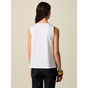 Oltre - Top in cotone con applicazioni floreali - Bianco