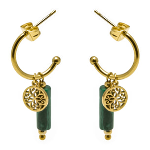 Pendientes de Malaquita acabados en oro amarillo de 18K- Nadu