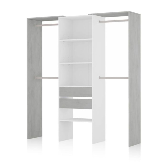 Armario vestidor Lada Blanco - Cemento