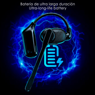 Auricular Bluetooth manos libres V1. Diseño reversible para uso en ambas orejas, micrófono magnético extraíble de 360° y batería de larga duración.