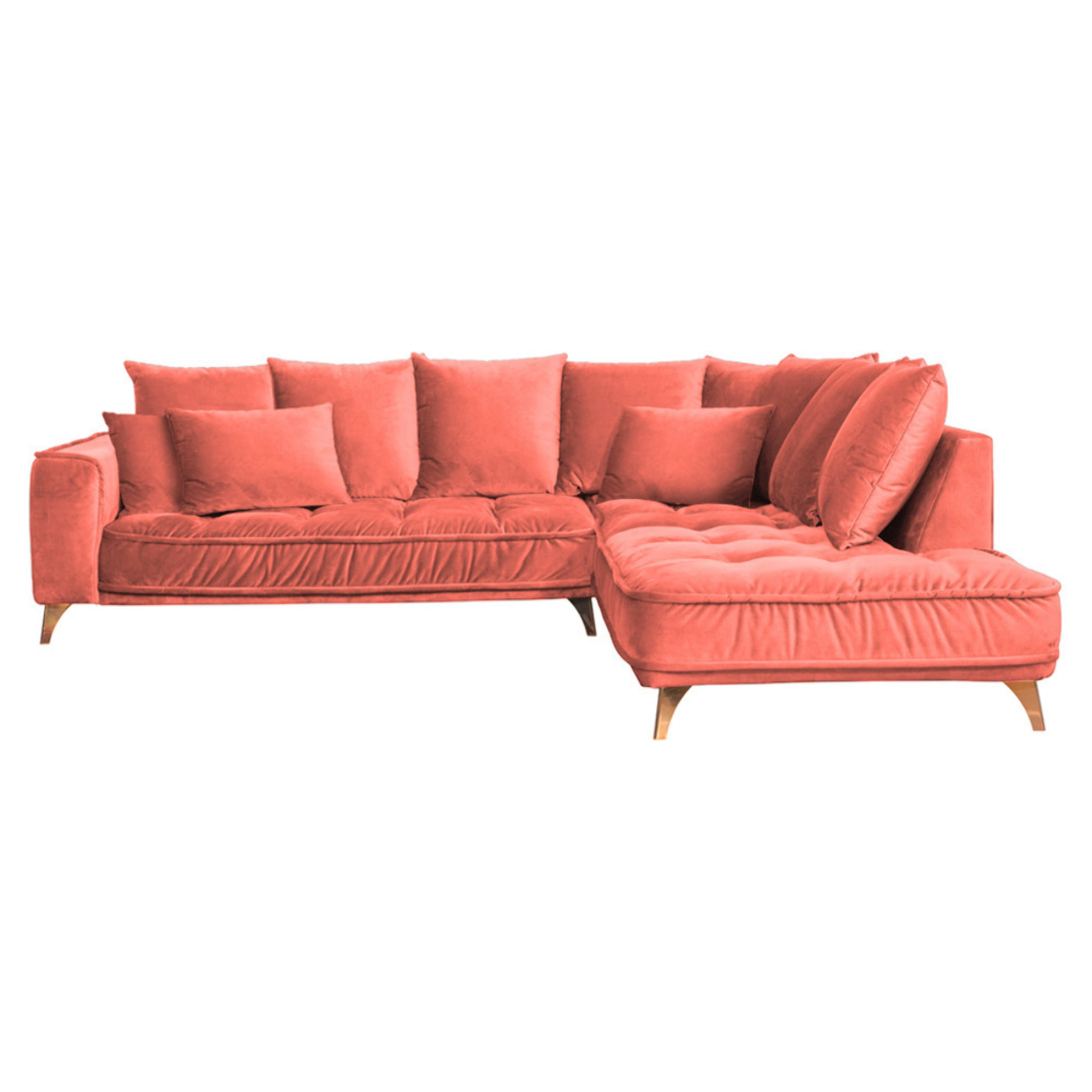 Canapé d'Angle Droit Velours Altamo, 4 Places, Housse Déhoussable, Style Scandinave