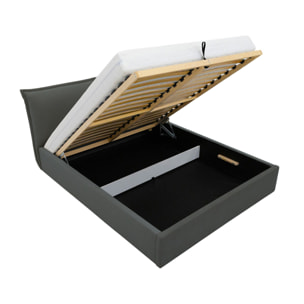 John - lit coffre - 140x200 cm - en velours - sommier inclus - Gris Anthracite