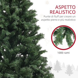 HOMCOM Albero di Natale Artificiale Ø110 x180 cm con 1000 Rami in Acciaio e Plastica Verde