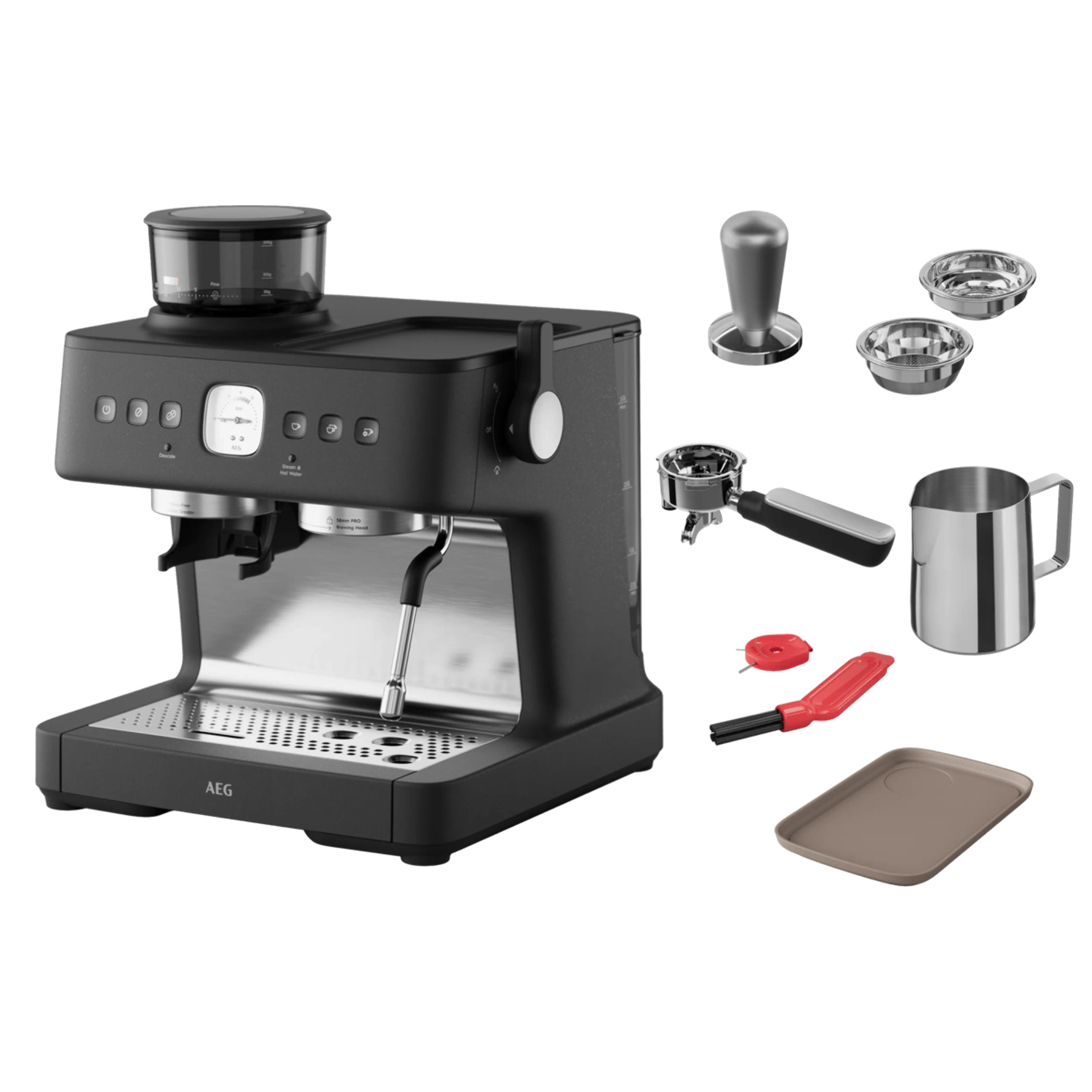 AEG Máquina de café espresso con tecnología avanzada de molido, 2200 W de potencia y 20 bares de presión EC8-1-8BP
