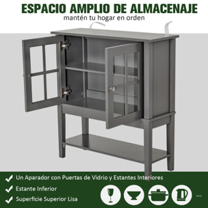 Aparador Armario con Estante Puerta de 80x28x84cm Gris Oscuro