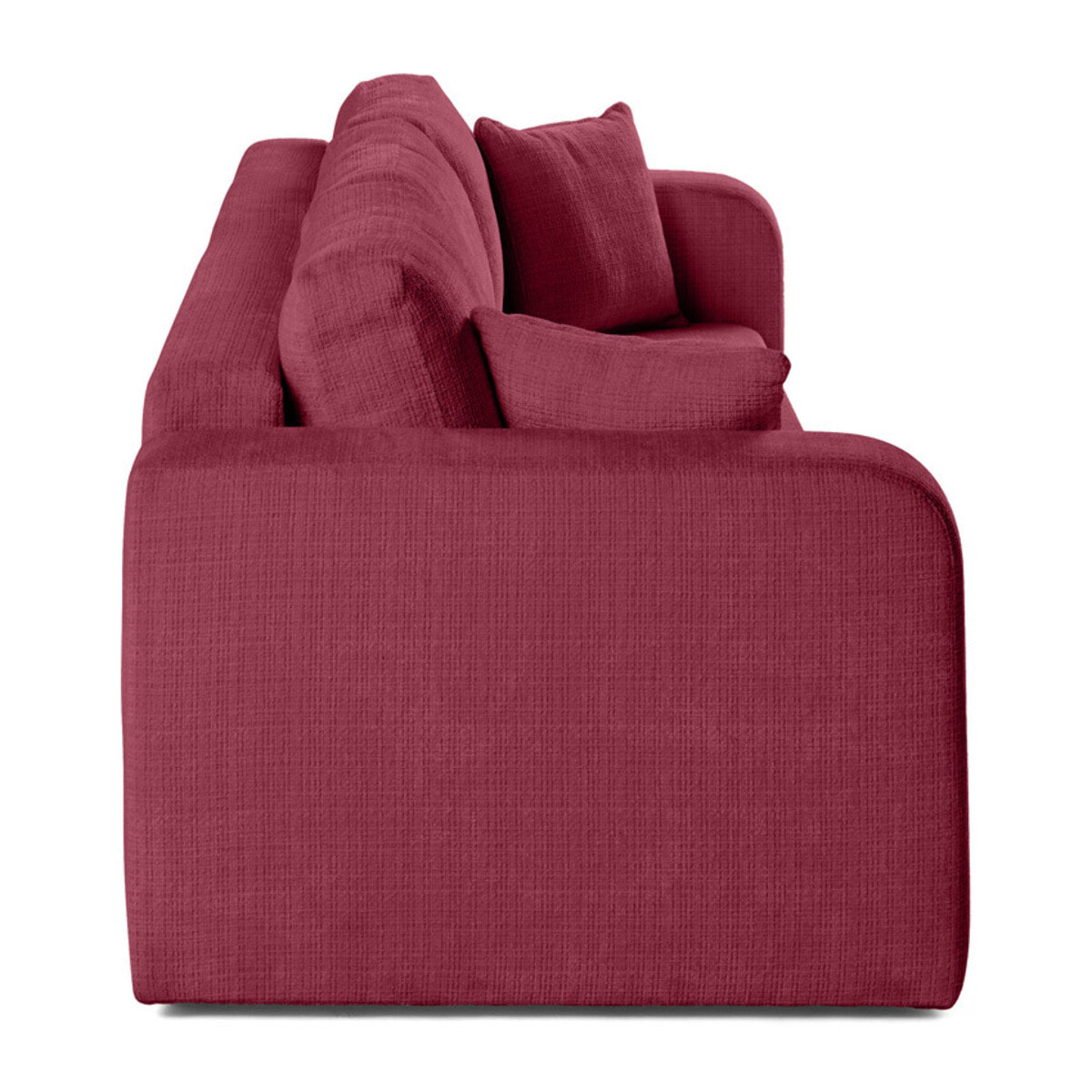 Miro - canapé droit 3 places - convertible avec coffre - en velours texturé - Prune