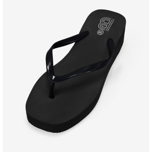 Sandalias de dedo negras con cuña