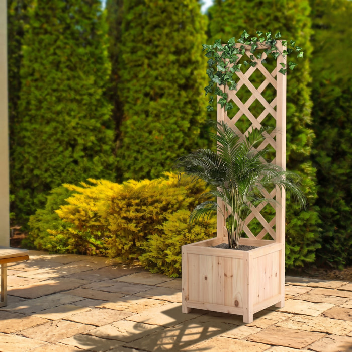 Rosy - Fioriera da Esterno con Grigliato 35x120x30 cm per Piante Rampicanti in Legno di Cedro Impregnato Natural Oak