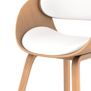 Chaise en bois clair et PU blanc - Adelmar