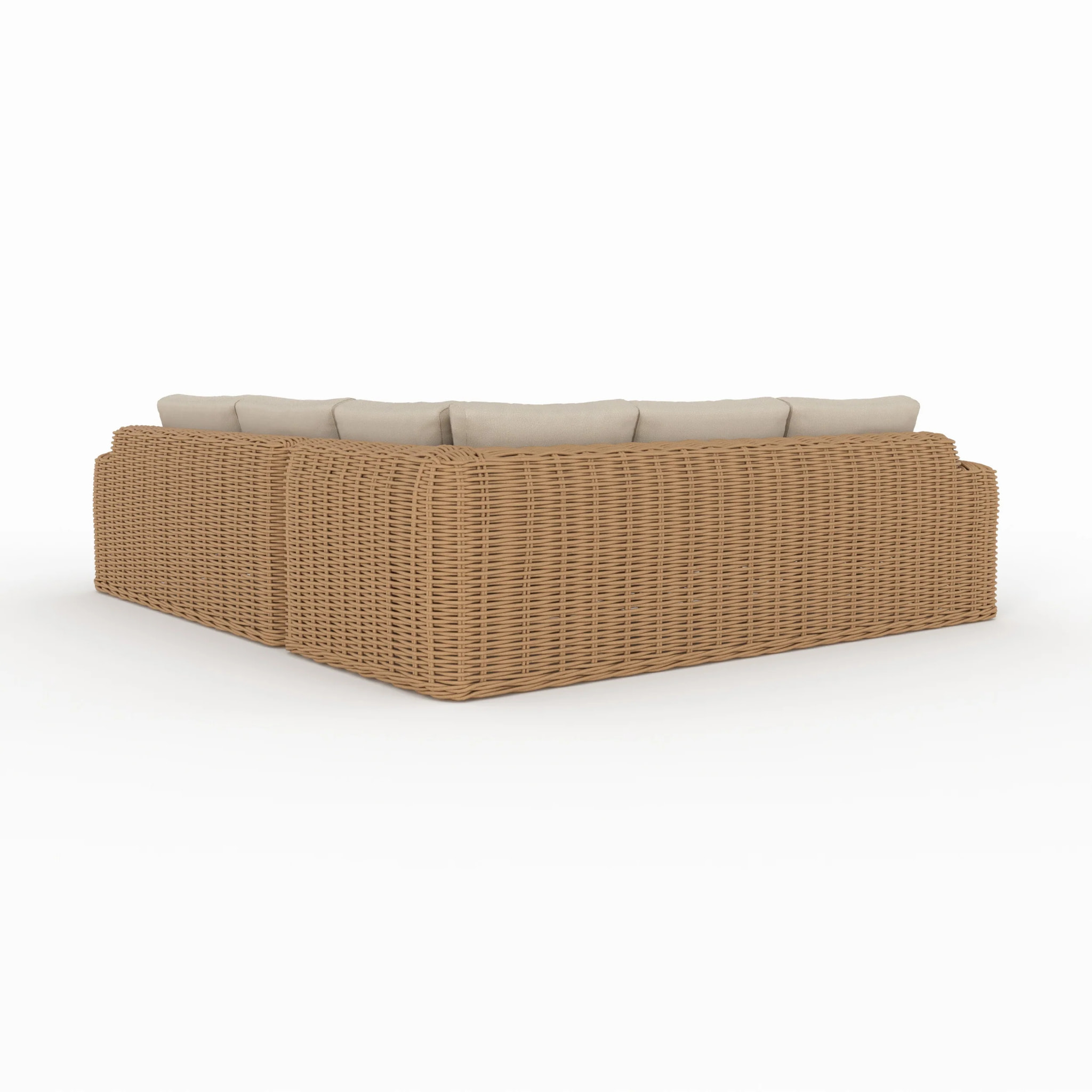 Salon de jardin 4 personnes en résine tressé et tissu beige - Savana