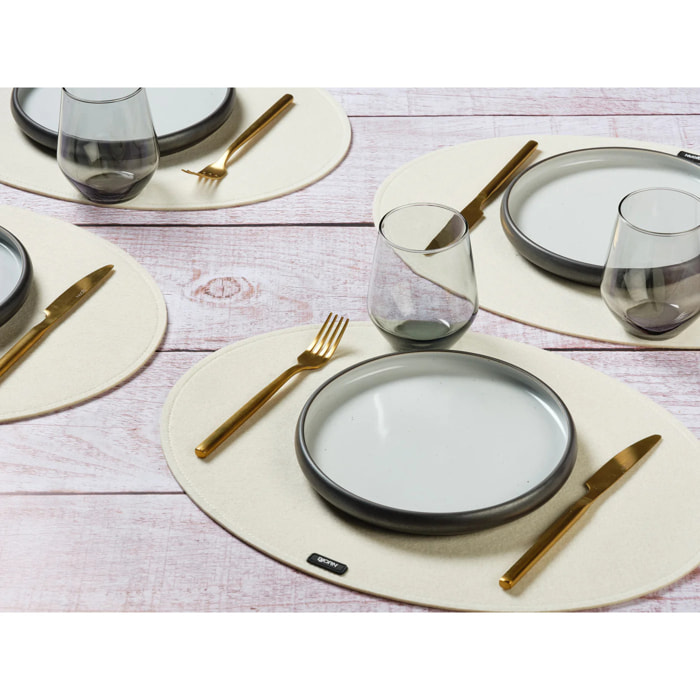 Set de table ovale - 6 pièces - Feutre recyclé beige