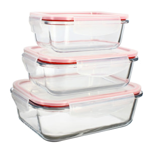 Lot de 3 boîtes hermétiques en verre  CLEMENTINE