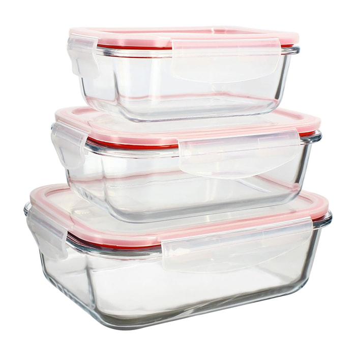 Lot de 3 boîtes hermétiques en verre  CLEMENTINE