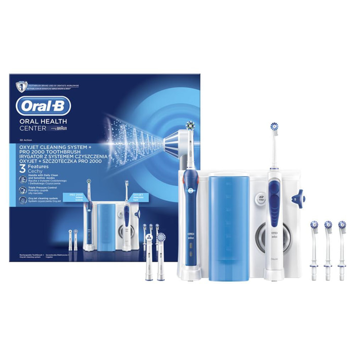 Oral-B - Pro/Oxyjet 2000 - Bleue/Blanche - Hydropropulseur et Brosse à dents électrique