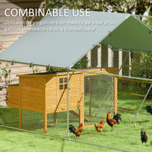 Gallinero para Exterior Gallinero de Acero Galvanizado con Comedero Colgante Tipo Brocheta Percha Cubierta Anti-UV e Impermeable para Conejos Patos Gansos Plata