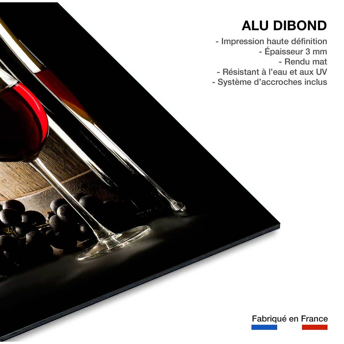 Tableau tonneau et verre de vin rouge Tableau alu Dibond
