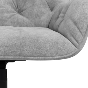 Chaise de bureau velours design Chesterfield effet capitonné piètement métal noir gris