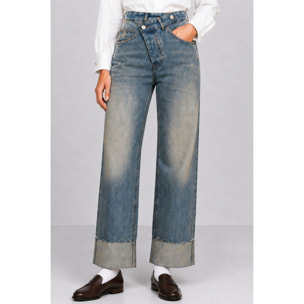 Kocca - Jeans da donna in cotone a vita alta con gamba larga Donna
