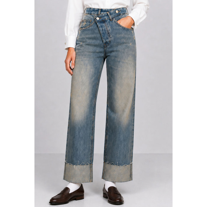 Kocca - Jeans da donna in cotone a vita alta con gamba larga Donna