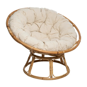 Fauteuil "Seram" rotin tissu beige