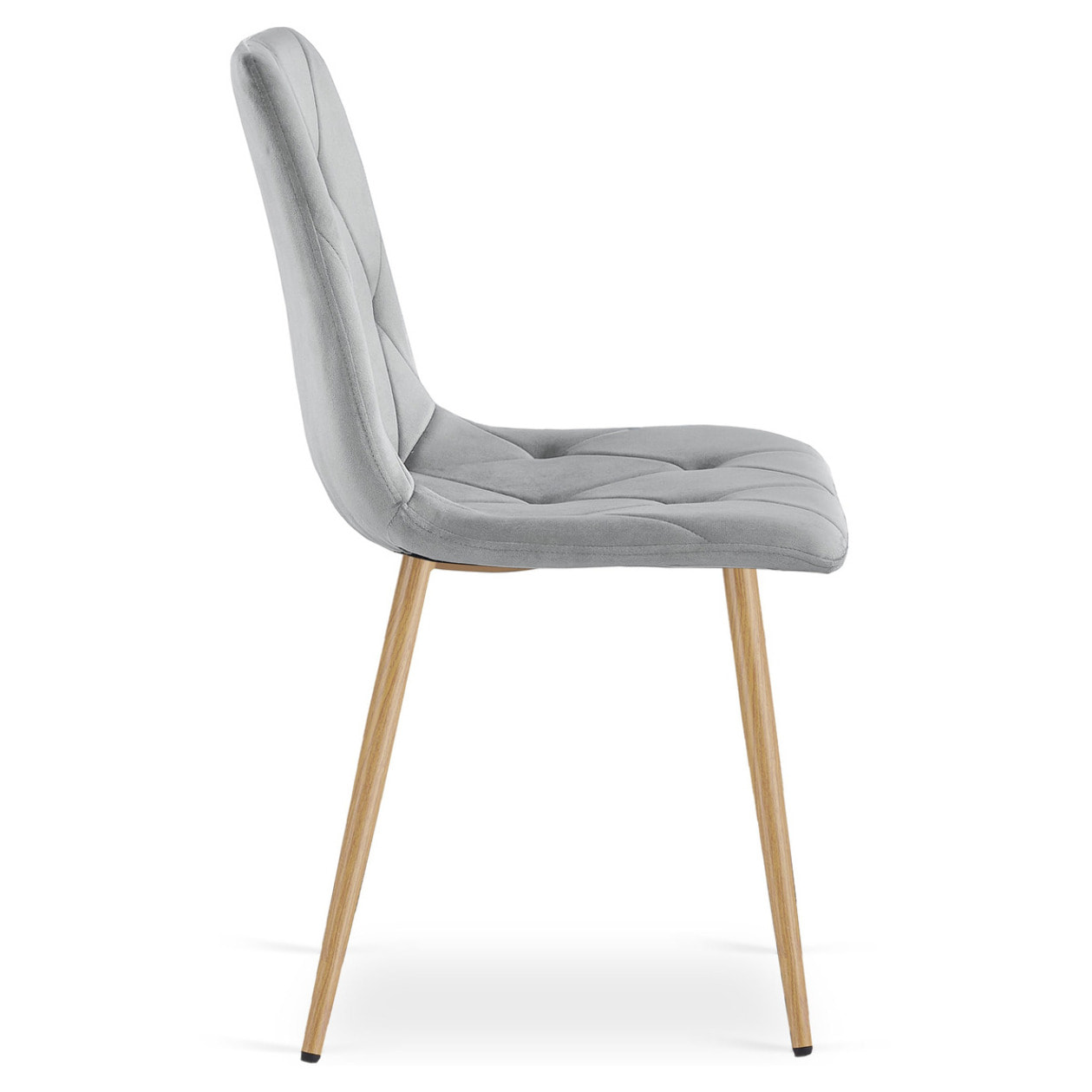 Set di 2 sedie Libra in velluto grigio chiaro e metallo effetto legno