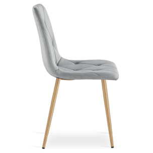 Set di 2 sedie Libra in velluto grigio chiaro e metallo effetto legno