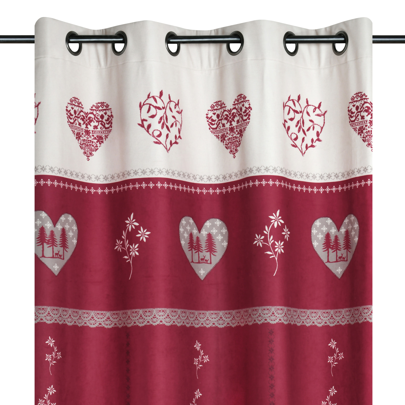 Rideau montagnard déco chalet - Rouge
