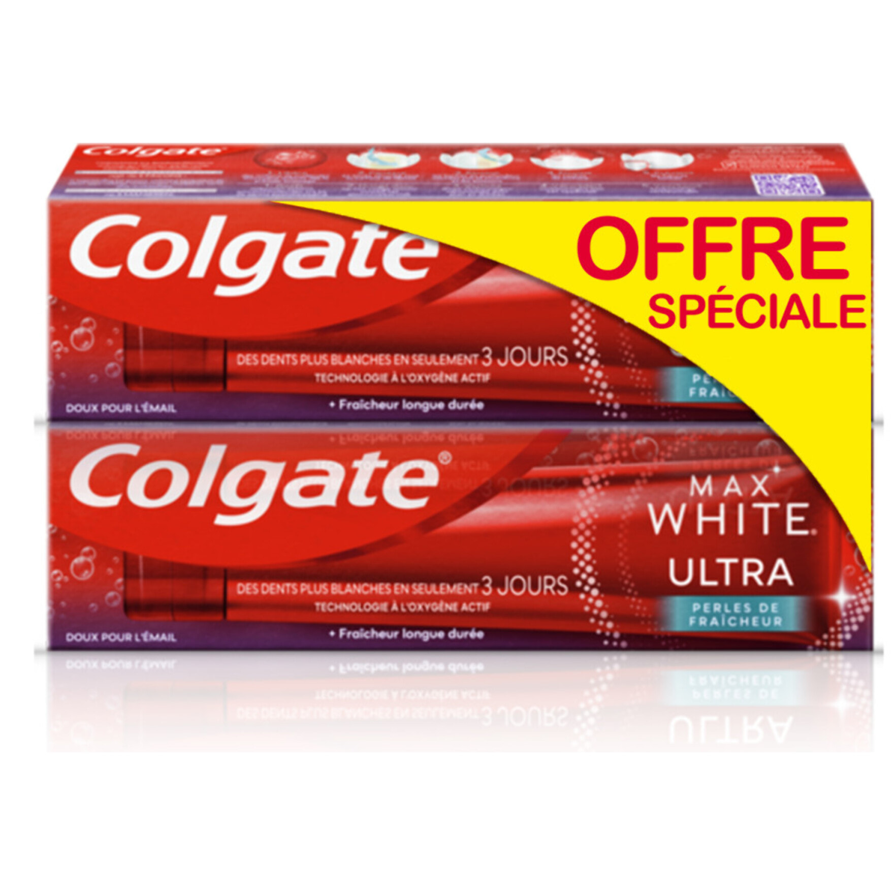 Lot de 2 Dentifrices Blancheur Colgate Ultra Perle de Fraicheur 75ml