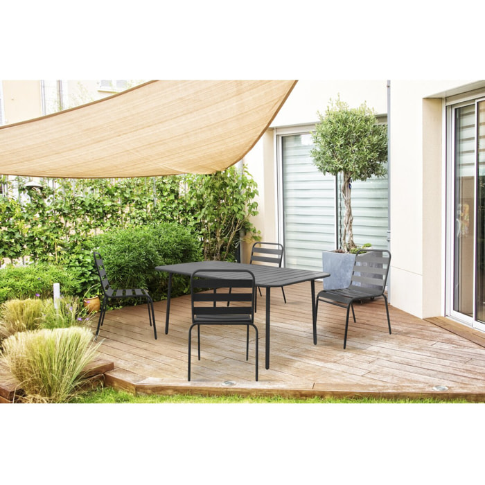 Table jardin en métal "Bilbao" - 150 x 90 x 71 cm - Gris