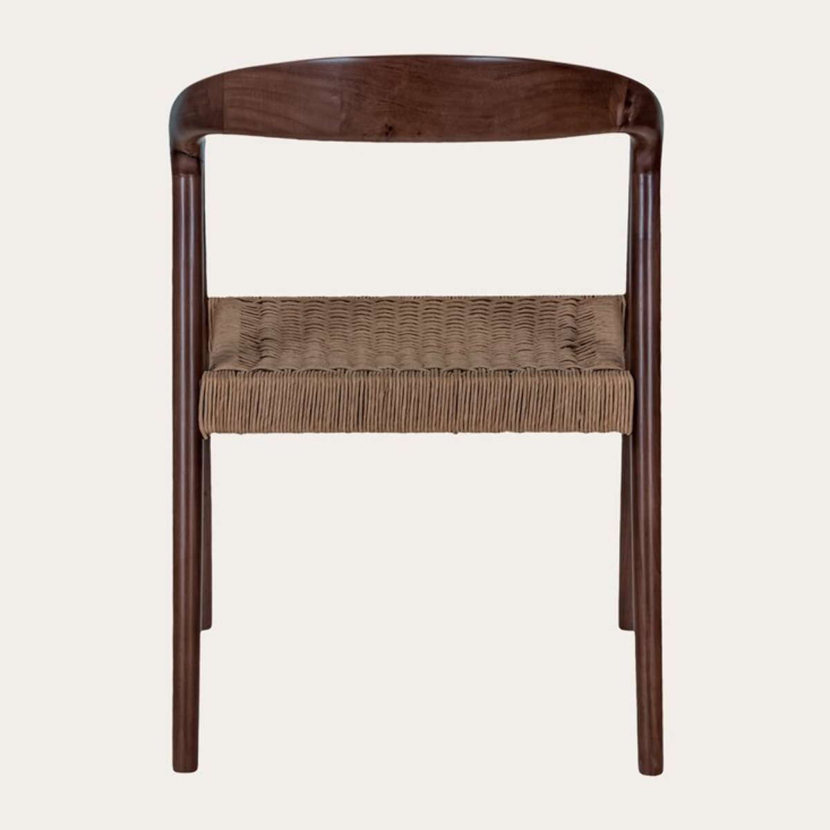 Chaise Parvati -bois massif d'hévéa et corde-couleur noyer 62 x 78 x 53 cm