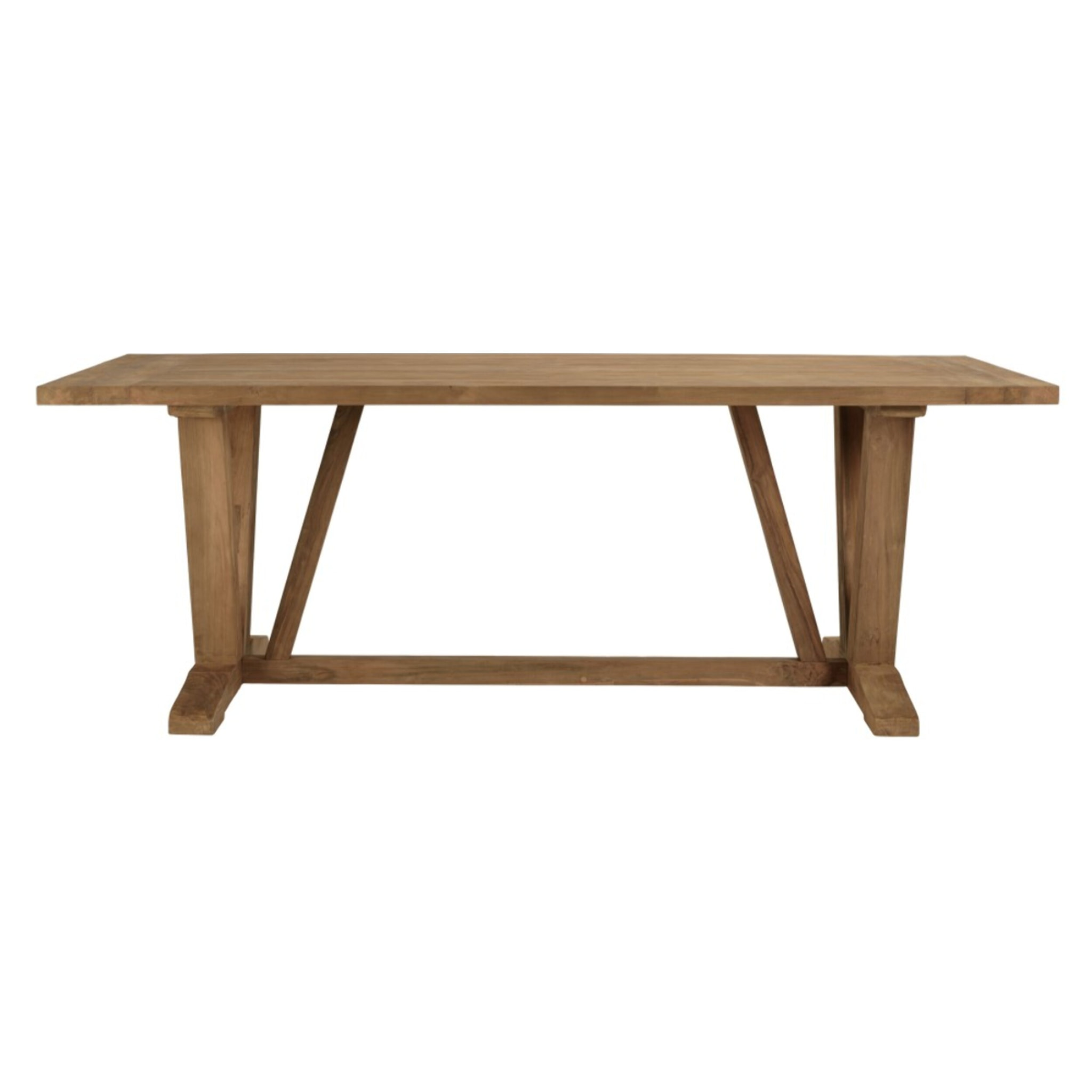 KALLY - Table à manger jardin 220x100cm teck recyclé pieds en V inversé
