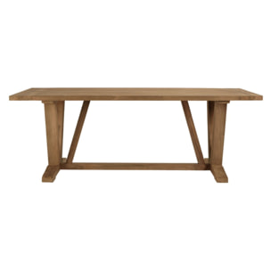 KALLY - Table à manger jardin 220x100cm teck recyclé pieds en V inversé