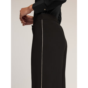 Motivi - Pantalones palazzo con ribete joya - Negro