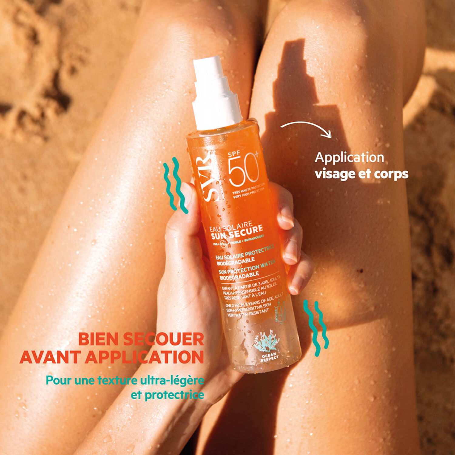 Sun Secure SPF50+ - Eau Solaire Protectrice Biodégradable 200 ml