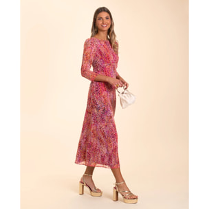 Vestido midi estampado con manga larga
