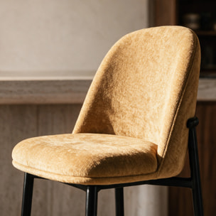Lot de 2 chaises pour îlot central 67 cm en tissu jaune moutarde - Noah