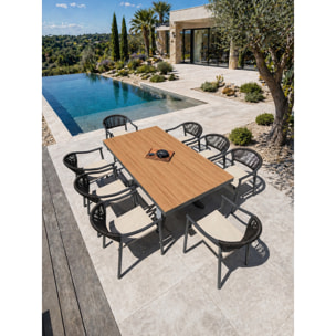 LAMU - Ensemble repas de jardin 8 places en alu - Gris anthracite