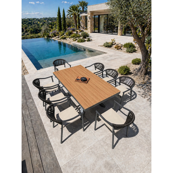 LAMU - Ensemble repas de jardin 8 places en alu - Gris anthracite