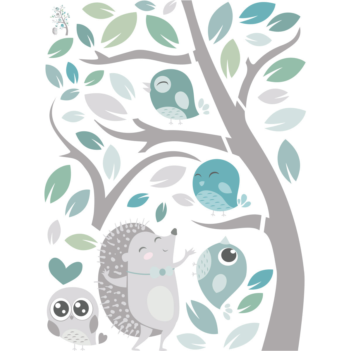 Stickers muraux | Sticker Mural Autocollant - HÉRISSON ET LES OISEAUX EN PLEINE NATURE - Stickers adhésifs