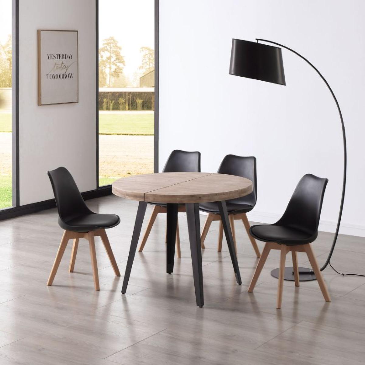 Mesa redonda extensible Berg Roble Honey - Negro