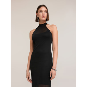 Motivi - Vestido tubo de punto con transparencias - Negro