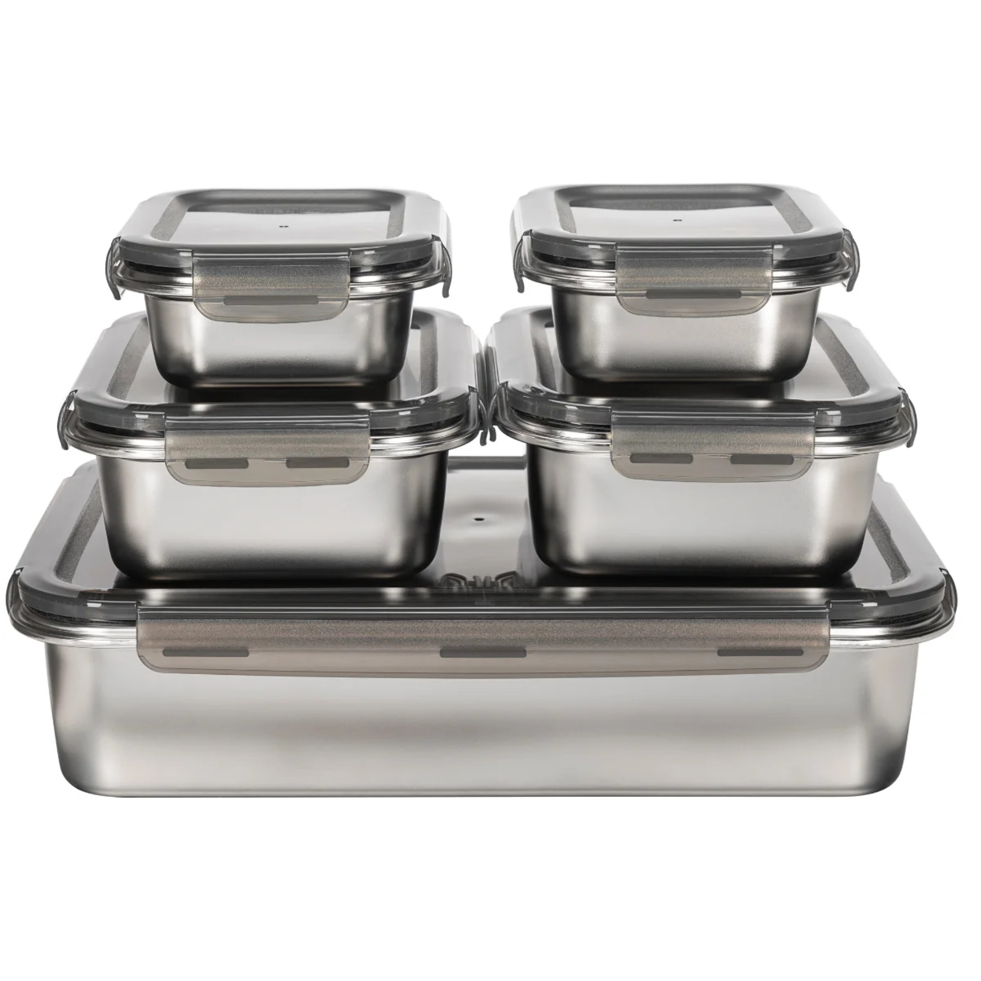 Lot de 5 boîtes rectangulaires en inox (650, 1300, 5000 ml)
